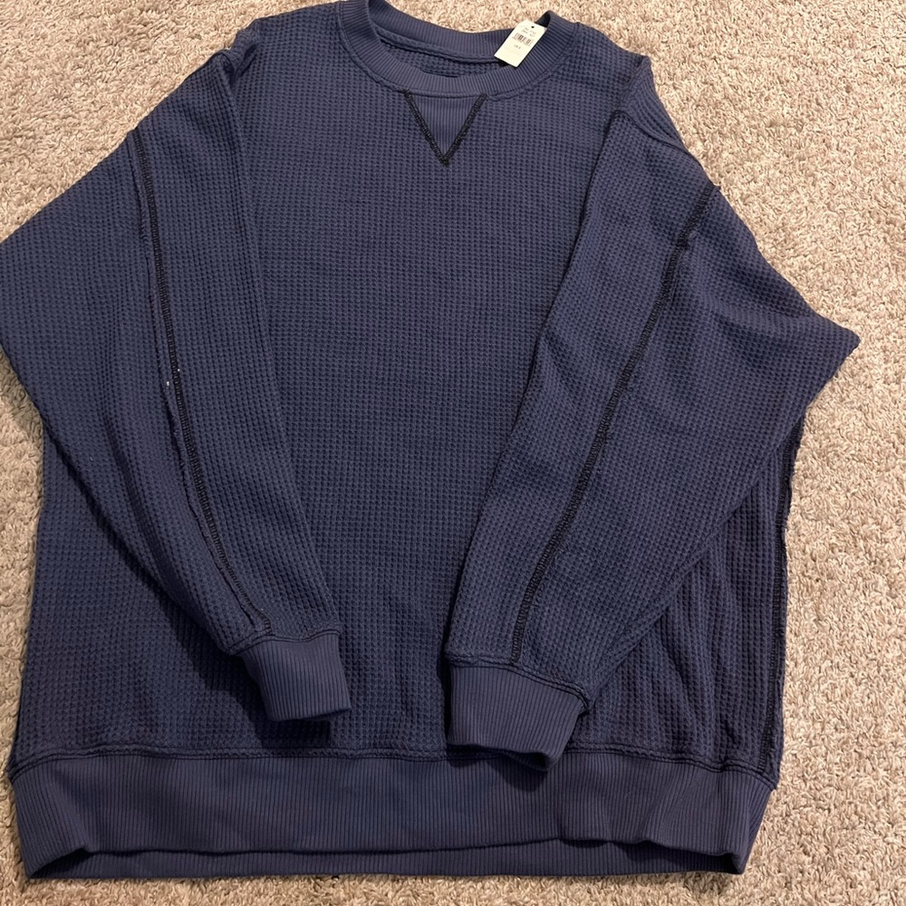 Aerie waffle crew neck